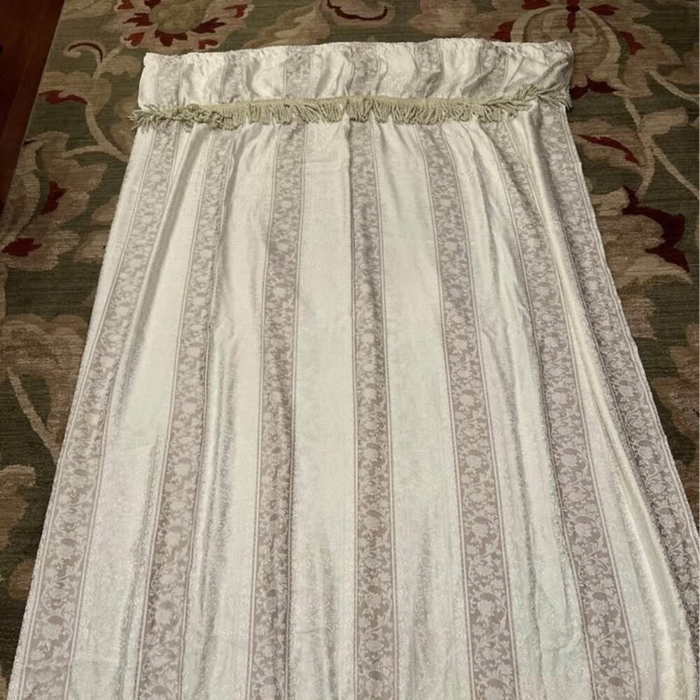 SINGLE Brand New Custom Striped 120W x 100L Curtains with Sewn in Valences